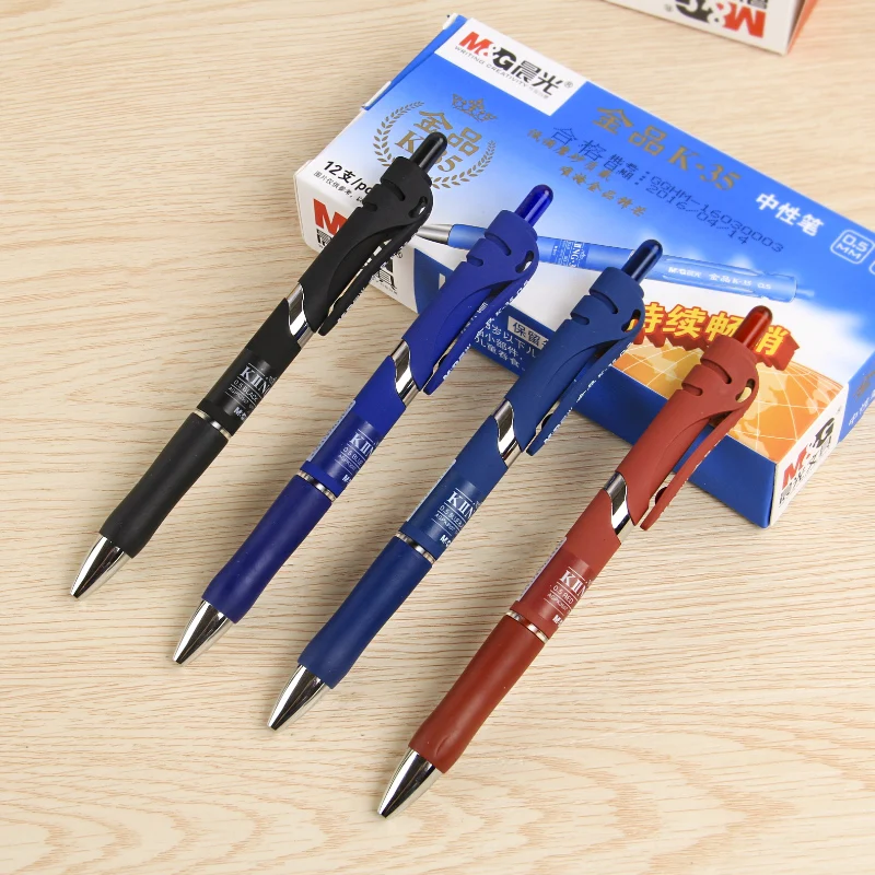 

M&G Gold k-35 Press Gel Pen Black/Blue/Red 0.5MM Press Sign Pen AGPK3507 Meeting Pen Press Bullet Gel Pen