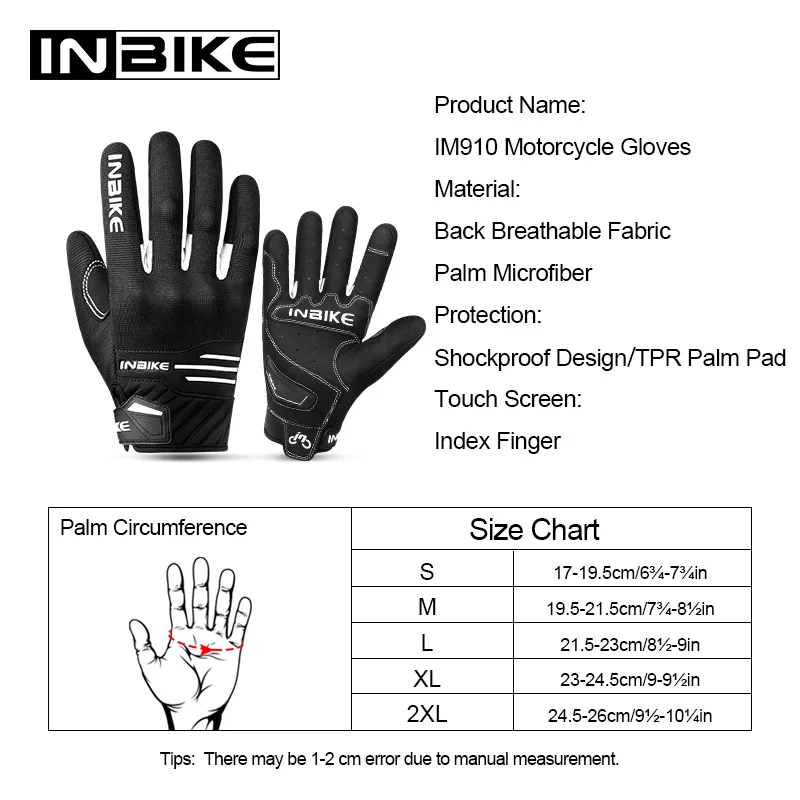 INBIKE Bicycle Gloves for Cycling Men\'s Touch Screen Shockproof  MTB Bike Gloves Thickened Palm Pad Full finger Bike Accessories