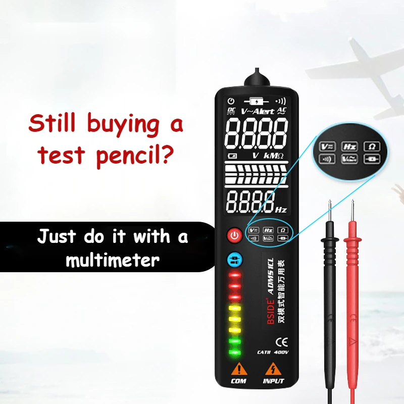 

BSIDE Mini Digital Multimeter LCD Voltmeter Detector Tester Professional DC AC Voltage Ohm Continuity Hz NCV non-contact