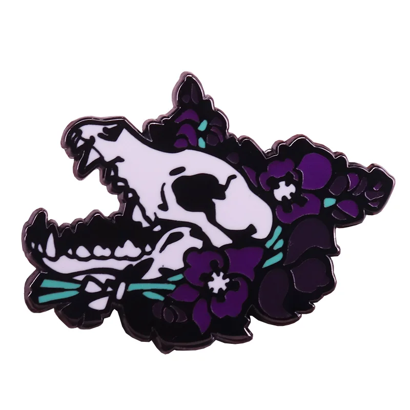 Beautiful Wolfsbane Enamel Pin Wolf Father Skull and Flowers Brooch Amazing Art Addition Perfect match of elegance & the macabre