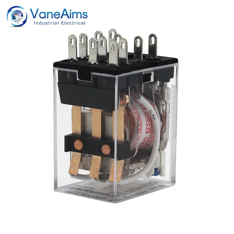 Electromagnetic Coil General DPDT Power Relay MY3NJ DPDT 11Pins HH53P DC12V 24V AC220V Miniature Relay & PYF08A Base VaneAims
