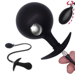 Metal Balls Inflatable Anal Butt Plug Large Pussy Plug Vaginal Expander Adult Outdoor Sex Toys For Men Women Buttplug