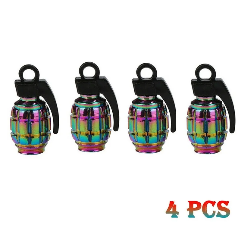 4Pcs Metal Grenade Shaped Car Motorcycle Wheel Dust Caps Tire Valve Wheel Dust Caps Tire Valve Car Accessories Durable