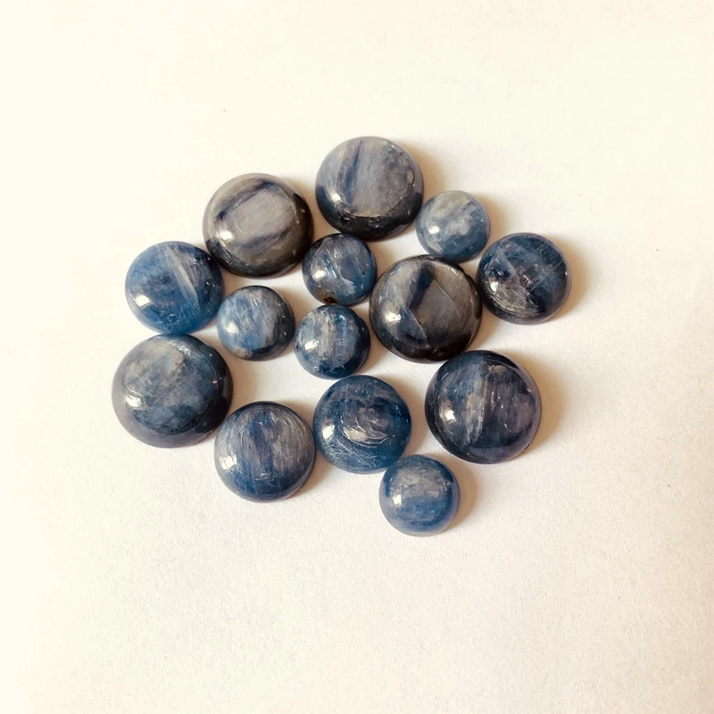 Wholesale 4pcs/lot Blue Kyanite Bead cabochon 8mm 10mm 12mm 14mm 16mm 20mm Round Gem stone Cabochon Ring Face