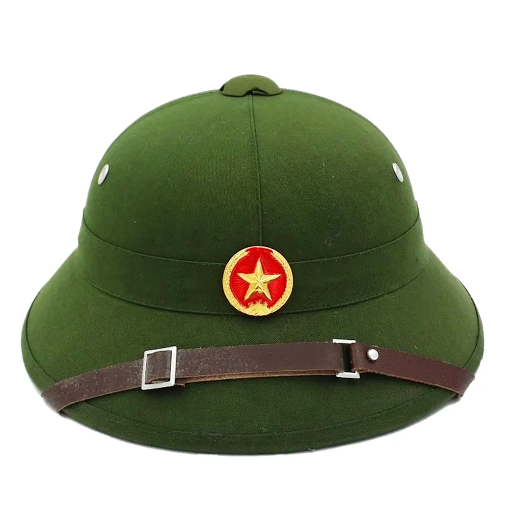 VIETNAM WAR CAP VC PITH HELMET HAT GREEN COLOUR WITH RED STAR