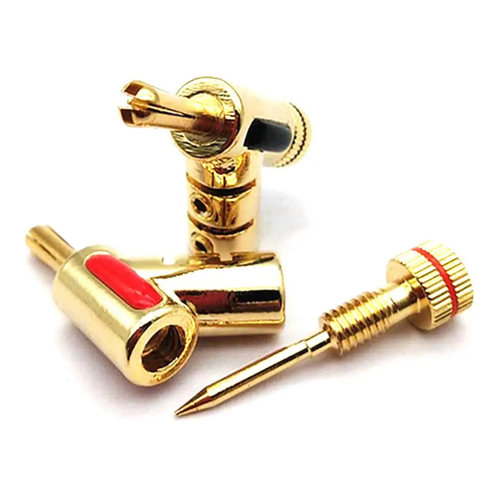 

Colleimage Hifi 8PCS Gold Plated Gun Type Speaker Cable Plug Locking Banana Plug Connector HIFI Jack Audio Adapter
