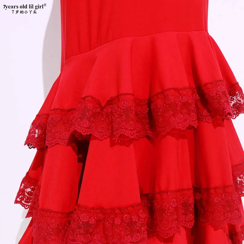 Flamenco Practice  Spanish Multi-Layered Dance With Lace Trimmings  Skirt GI05