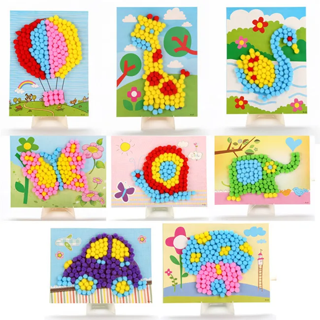 Actionbabei New hair ball painting Manual Stereo Sticker Make diy material packs children Activities educational toys