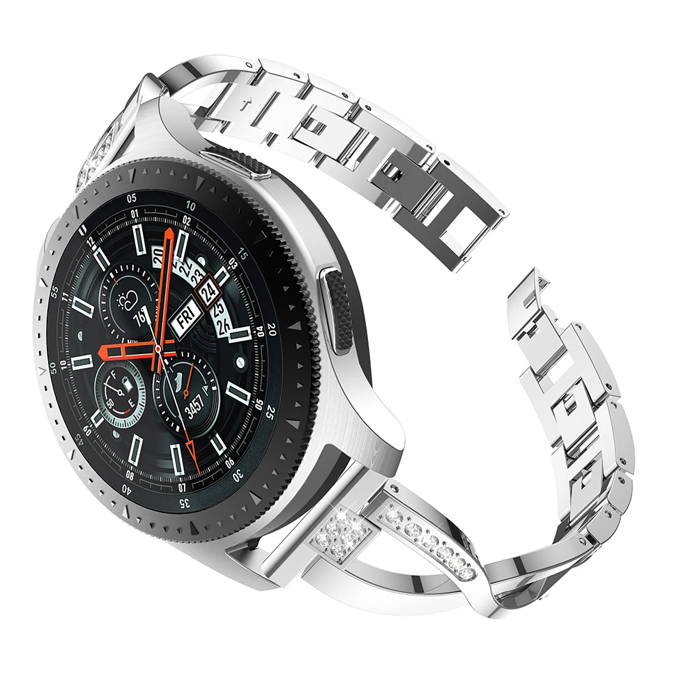 Pulseira feminina de aço inoxidável, pulseira para samsung galaxy 42mm 46mm active2 40mm 44mm smart watch 20mm 22mm gear s3 s2