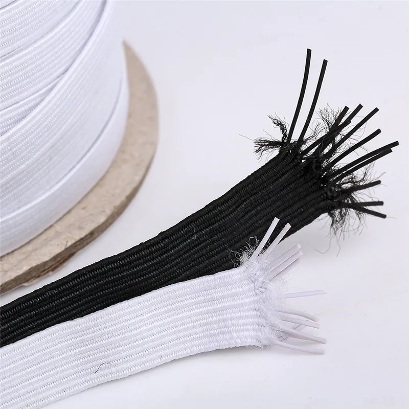 Elastic Band Masks White Black 3mm 6mm 8mm 10mm High Elastic Flat Rubber Band Waist Band Sewing Stretch Rope DIY Mask