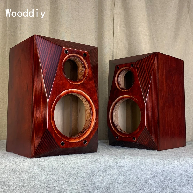 Wooddiy 5 inch One Pair Empty Loudspeaker Birch Plywood Cabinet Two Way Wood Bookshelf Speaker Classic Empty Box Big Bevel