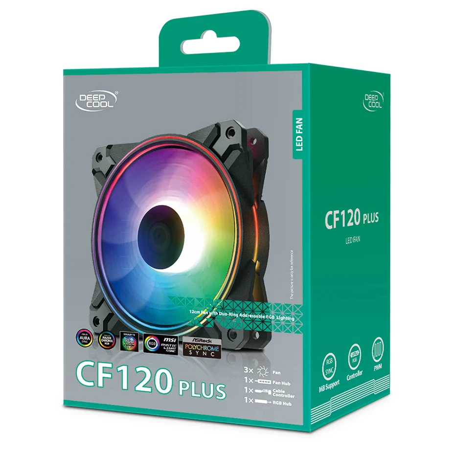 DEEPCOOL CF120 PLUS 3 in 1 KIT 120mm Addressable 5V/3PIN RGB Fan Computer Case CPU Cooling Fans For AURA SYNC With Controller