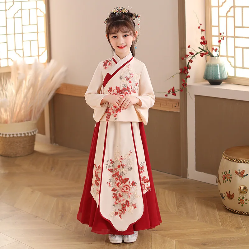 

Children Cute Embroidery Ancient Hanfu Chinese Lovely Traditional Princess Dress Kids Perform Costumes Girls Tang Suit