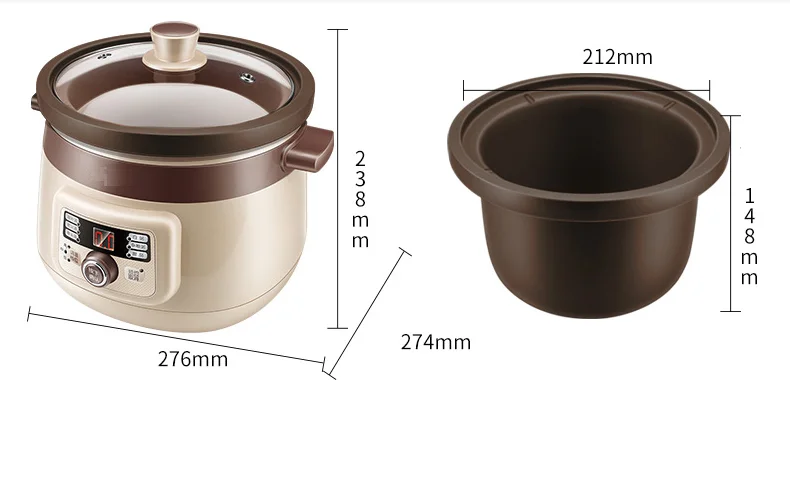 220V 3L Electric Stewing Pot Household Automatic Ceramic Slow Stewer Multi Cooker Soup Dessert Stewing Cooker