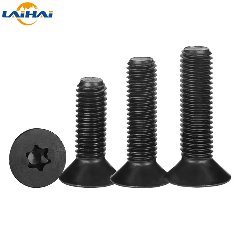 10/50 M2 M2.5 M3 M4 M5 M6 Black 304 Stainless Steel GB2673 Six-Lobe Torx Head Flat Countersunk Screw Six Lobe Bolt Machine screw