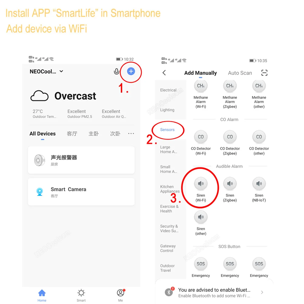 Tuya Smart Life WiFi USB Siren Alarm Detector Sensor Wireless Sound Light Alarm