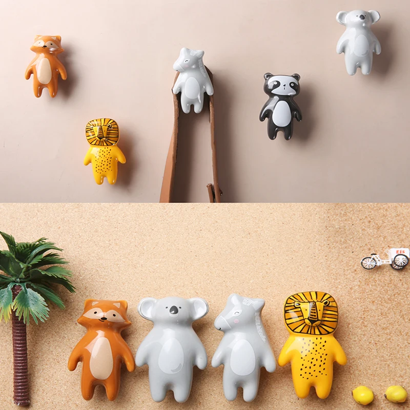 Ceramic Furniture Wall Hook Home Decoration Holder Hanger Keys Wall Hooks Kids Room Adornment Nordic Animal Hooks