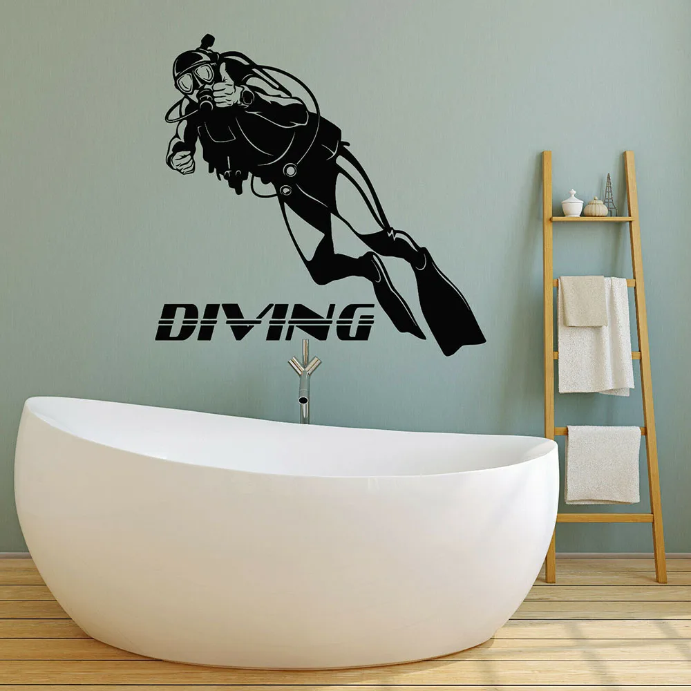 Diver Wall Decal Diving Club Cool Decor Extreme Sports Swimming Water Stickers Vinyl Man Cave Interior Art Decoration Z657