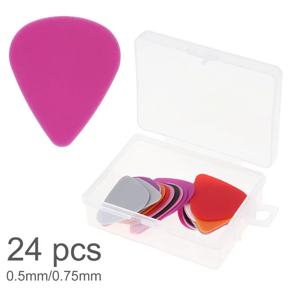 24pcs Lightweight Guitar Picks 0.5mm 0.75mm Smooth ABS / Celluloid Ukulele Guitar Plectrum With Box