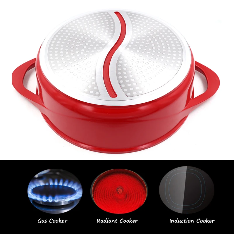 PFOA-Free Double Flavor Hot Pot For Fondue Chinoise Granite Coating Non-Stick Sauce Pot With Ear Induction Cooker Family Use