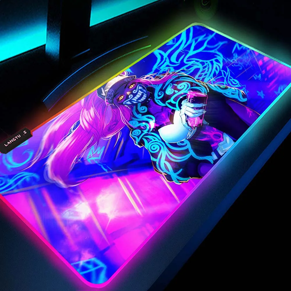 

Игровой компьютерный коврик для мыши League of Legends Akali Rgb, игровые аксессуары, коврики для мыши, игровой коврик с детской мышью, коврик для мыши Xxl, светодиодные геймеры