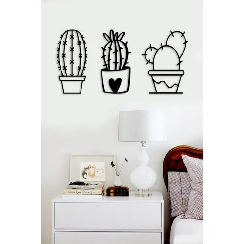 Gift Cactus Pattern 3 Piece Wood Wall Decor Wall Decoration Living Room Decor Self Adhesive Decorative Motifs for Wall