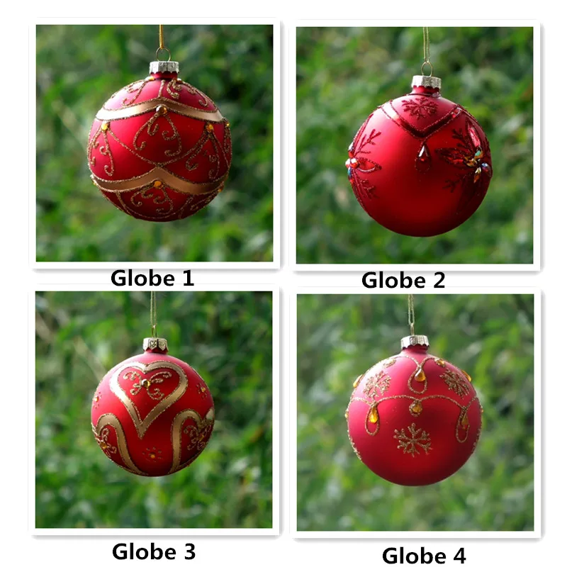 

16pcs/pack Diameter=8cm Small Size Red Series Glass Ball Pendant Home Decoration Christmas Day Tree Hanging Globe