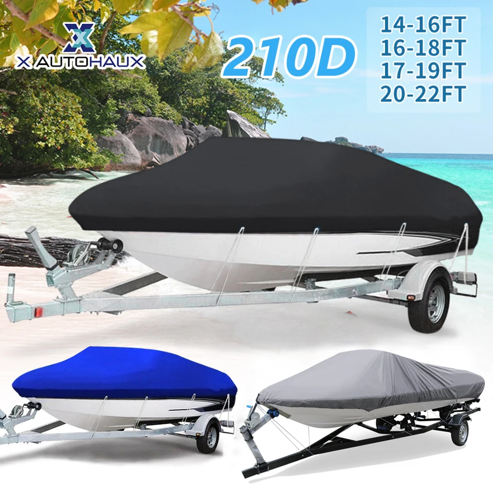 

210D Fabric Trailerable Boat Cover 14-22ft Waterproof Anti-UV Protector Fishing Speedboat V-shape Canvas For Boat Cover Tent