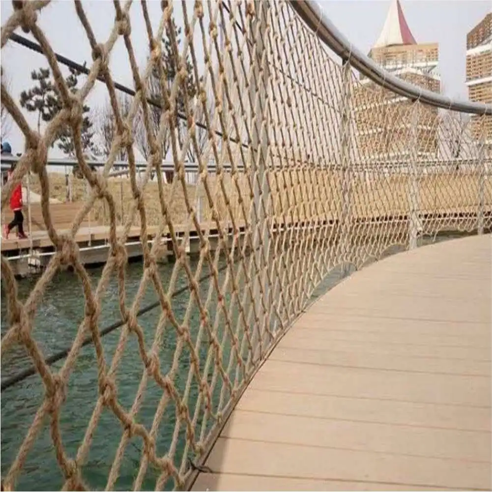 Heavy Hemp Rope Net Child Safety Net Protective Balcony Stair Fencing Mesh Garden An-ti Bird Deer Chicken Net Ceiling Decoration