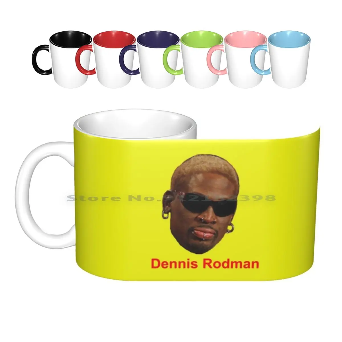 Dennis Rodman Ceramic Mugs Coffee Cups Milk Tea Mug Dennis Rodman Basketball Carnival Clown Penguin Elephant Hallowen Money