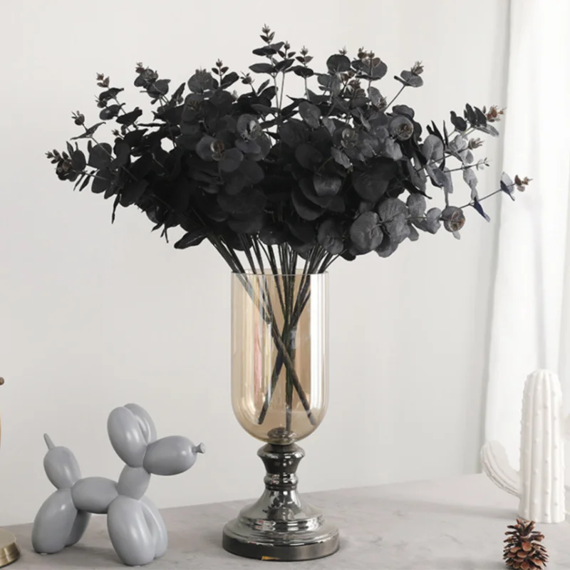 Black White Artificial Plants Eucalyptus Leaves For Home Decor Silk Plantas Artificiales & Dried Flower Bouquet Party Decoration