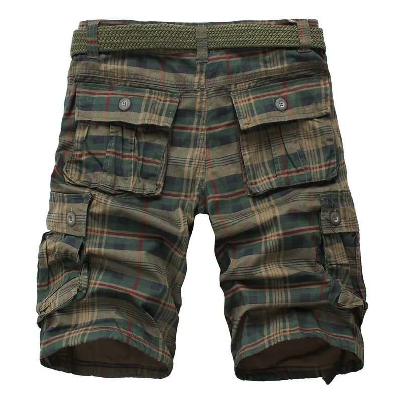 Erkekler şort 2024 moda ekose plaj şortu erkek Casual Camo kamuflaj şort askeri kısa pantolon erkek Bermuda kargo tulum