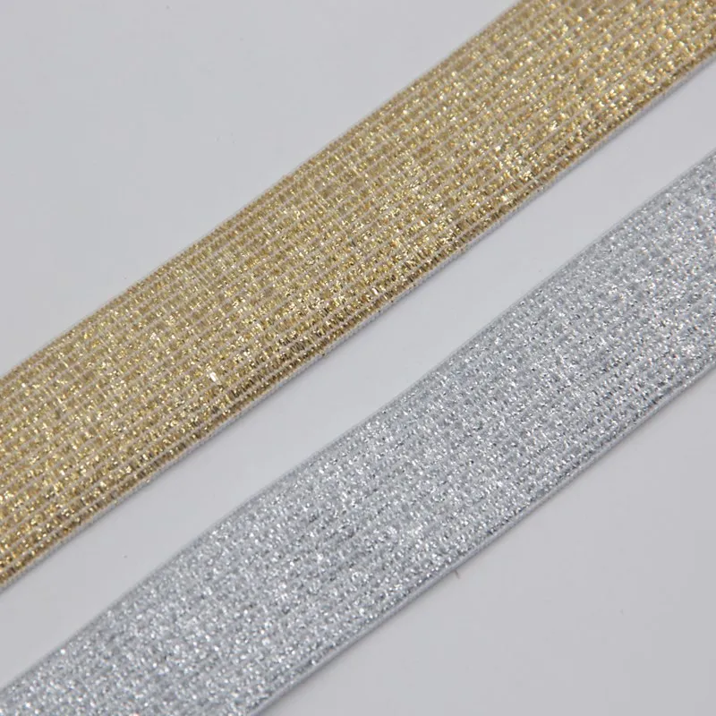 Elastic Bands Glitter Gold Silver 25mm 40mm Nylon Pants Lace Trim Waist Band for DIY Sewing Garment Trousers Accessories 1m