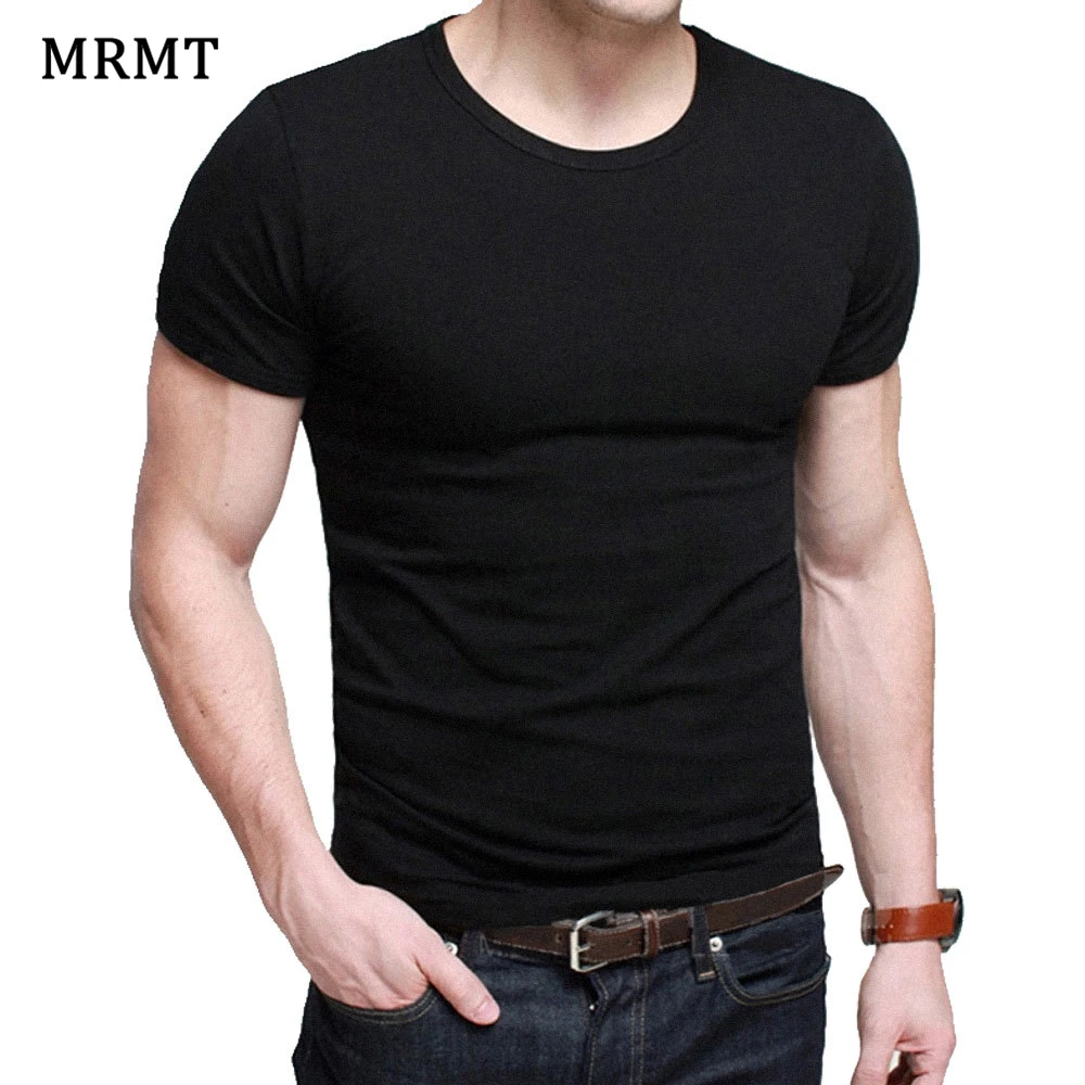 MRMT-Camiseta de Lycra para hombre, camisa de manga corta con cuello redondo, ajustada, Color sólido, Media manga, 2024