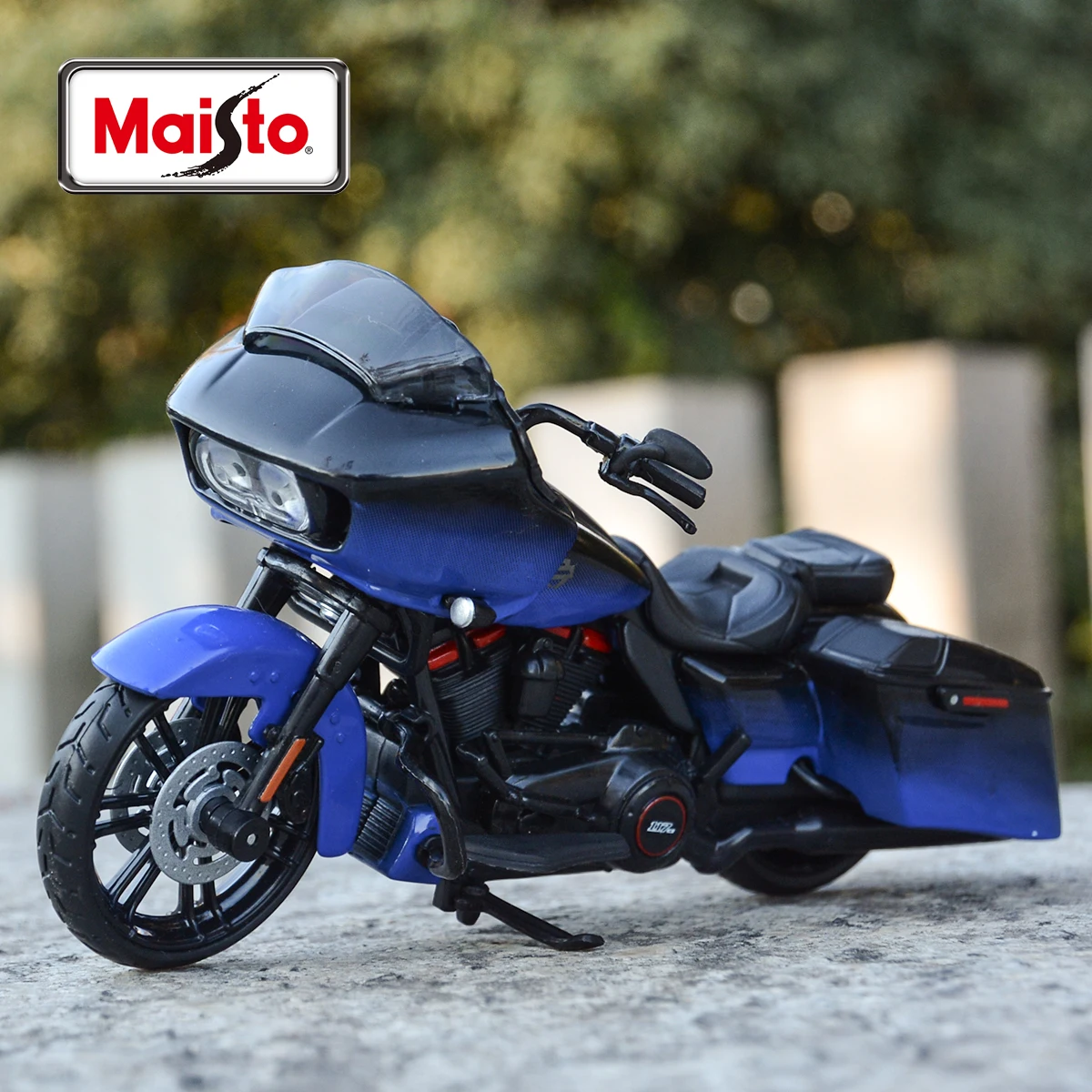 Maisto 1:18 harley-davidson 2018 cvo estrada glide azul preto morrer cast veículos colecionáveis hobbies modelo de motocicleta brinquedos