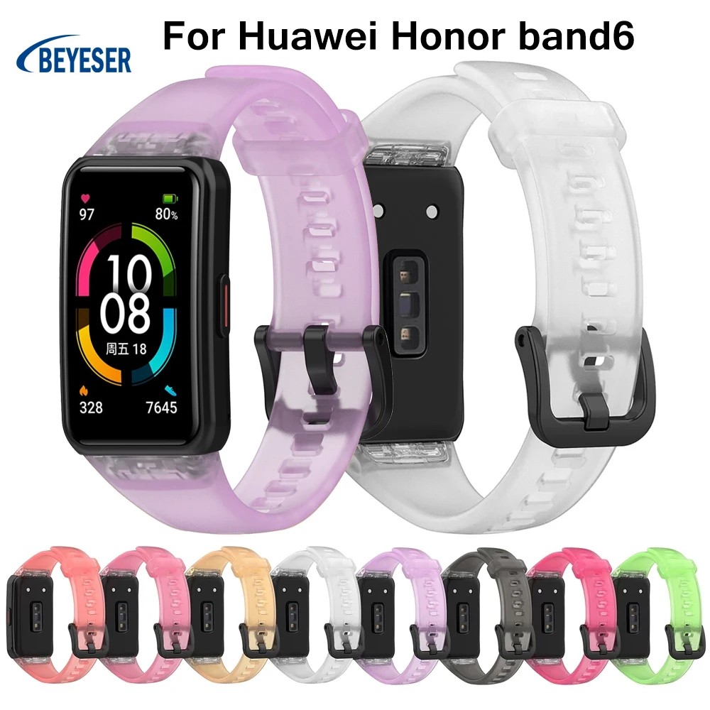 

Transparent TPU Soft Silicone Strap For Honor Band 6 Smart Wristband Replacement Watchband For Hauwei Band6 New