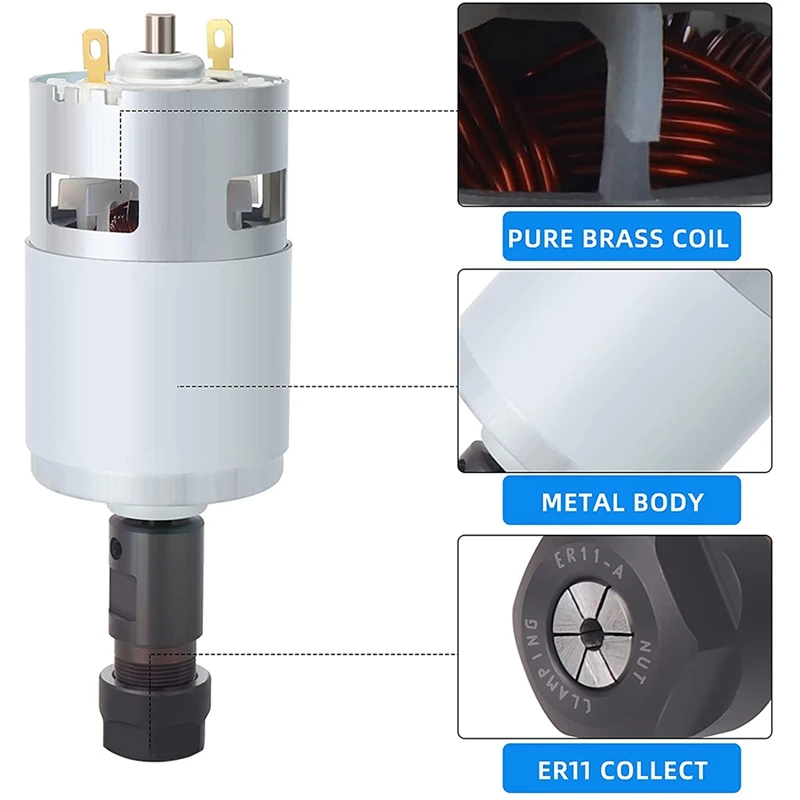 775 Spindle Motor With ER11 Collet & Connection Line, 24V 20000 R/Min,Fit For CNC 3018 Series Carving Machine