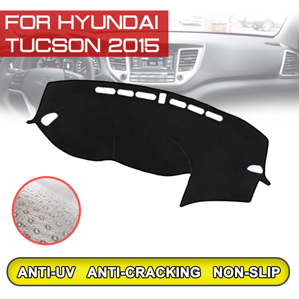 

Коврик для приборной панели автомобиля Hyundai Tucson 2015 противогрязный нескользящий коврик для приборной панели Защита от УФ-лучей