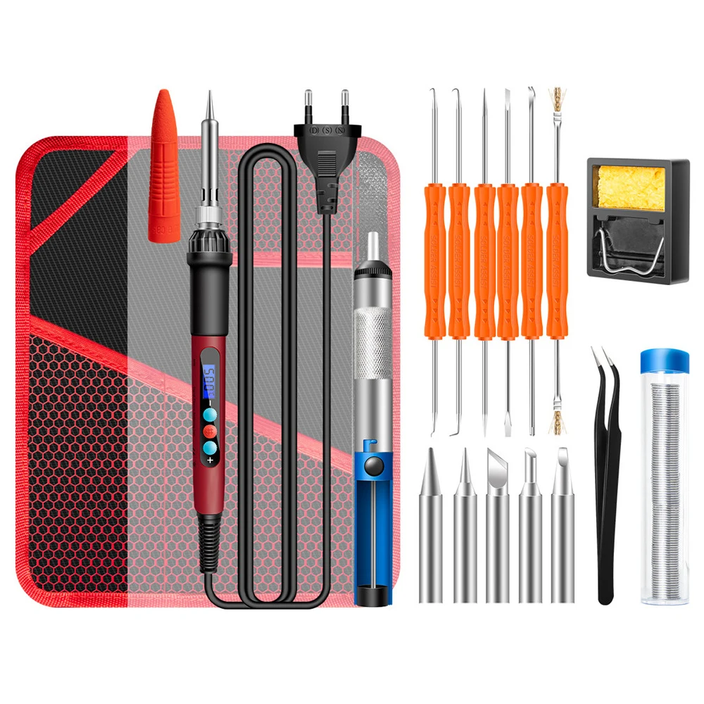 60W 220V  Welding Tool Ceramic Heater Soldering Tips Rework Digital Electric Soldering Iron Kit Set Temperature Adjustable