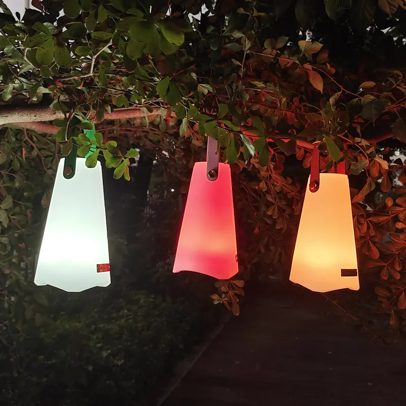 Outdoor Waterproof Illuminated Portable RGB LED Mood Lighting Lantern Lights Camping Lamp Remote Control Night Light with handle