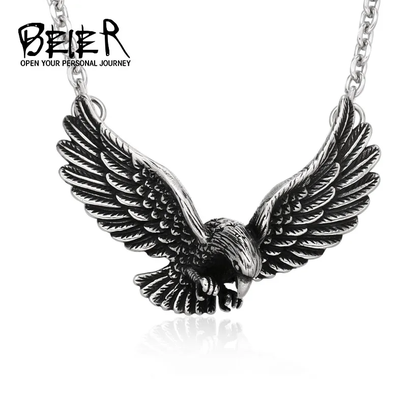 Beier Stainless Steel Ferocious eagle Animal Pendant Chain Necklace  Fashion men Jewelry BP8-565