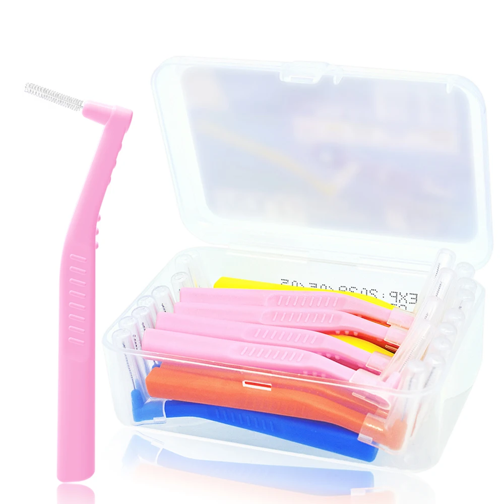 0.6-1.5mm L shape Interdental brush with box orthodontic dental tool teeth cleaning  toothpick oral hygiene dental flosser