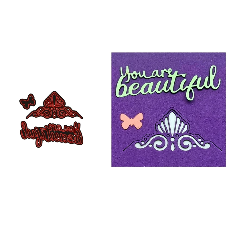 Yeni 3D DIY Metal Kesme Ölür ve Scrapbooking Kağıt Yapımı Için Güzel Sizin Kelimeler Dantel Dekor Kabartma Çerçeve Kart Zanaat