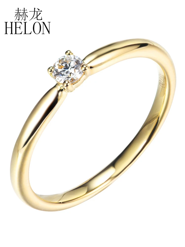 

HELON VVS/DEF 0.1ct Moissanite Ring Solid 14k Yellow Gold Test Positive Moissanite Diamond Ring Women Wedding Fine Jewelry Gift