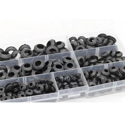 243Pcs/box Rubber Grommet Gasket Kits for Wire Cable Black Assortment Set