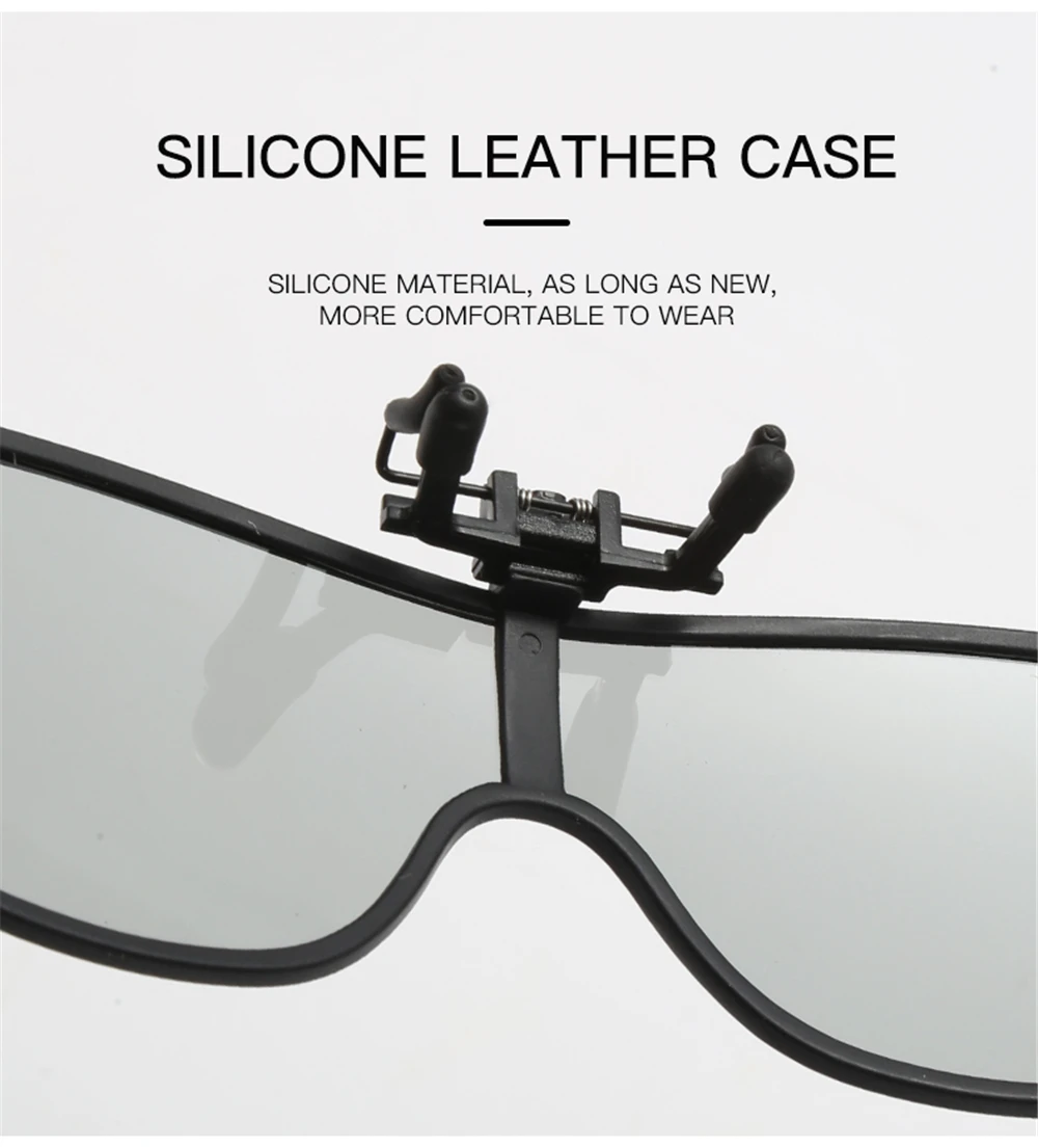 VIVIBEE 2026 Cool Flip Up Clip On Sunglasses Polarized TR90 Photochromic Driving Square Oversized UV400 Fishing Sun Glasses