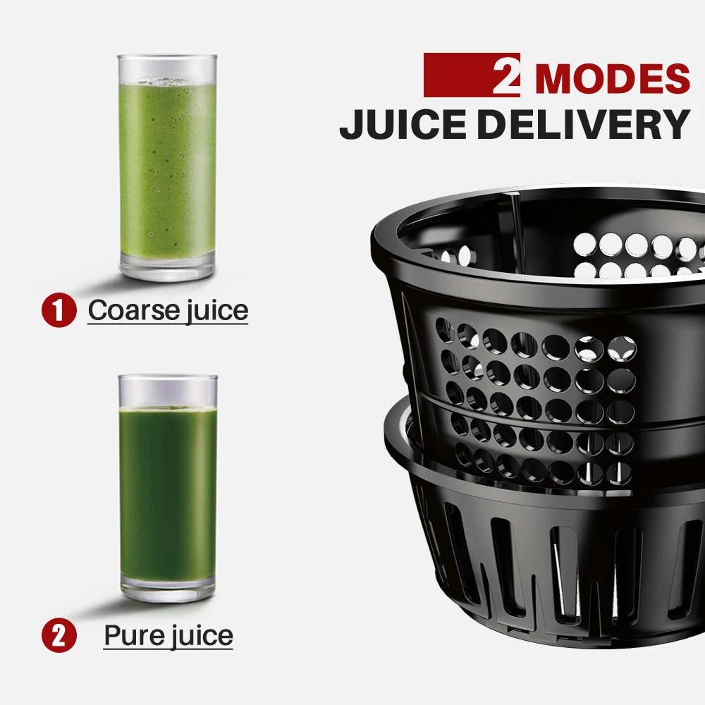 MIUI Slow Juicer 7-traps vijzel koudedrukpers Gepatenteerde zeefloze technologie Gemakkelijk te reinigen fruit- en groentesapcentrifuge met grote diameter PRO-Motor Verkrijgbaar in verschillende kleuren