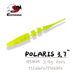ESFISHING-señuelo de gusano Polaris de 95mm y 2,9g, señuelo suave de Pesca de 6 piezas, atifical cebo de gran calidad, alimentador de Pesca barato