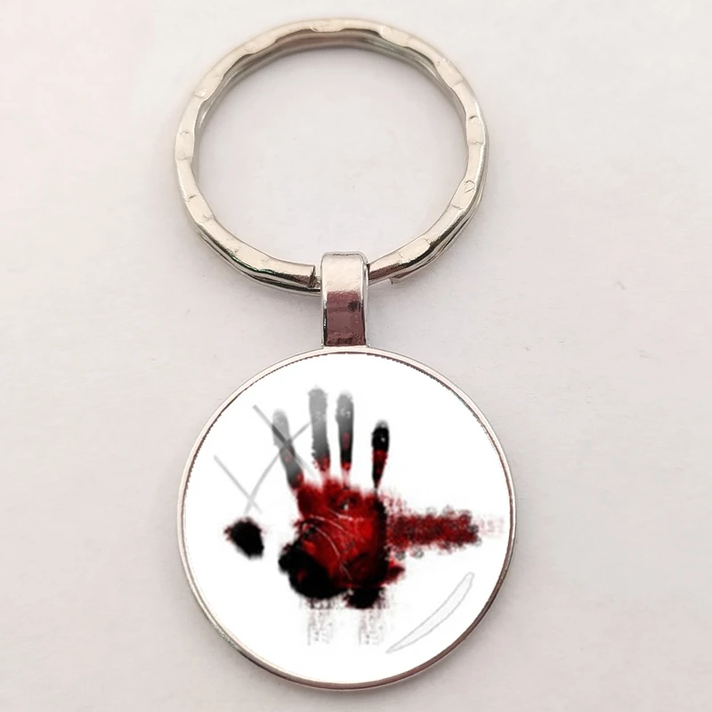 Skyrim Dark Brotherhood Mysterious Note Keychain Glass Gems Hand Plam Pendant Keychain For Men Women Jewelry Gift