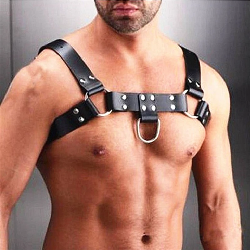 Male Lingerie Leather Harness Men Adjustable Fetish Gay Clothing Sexual Body Chest Harness Belt Strap Punk Rave Costumes for Sex